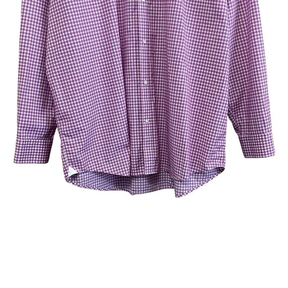 Robert Graham Mens 2XL (47/18.5) Purple White Gingham Textured Button Up Shirt - Picture 3 of 8